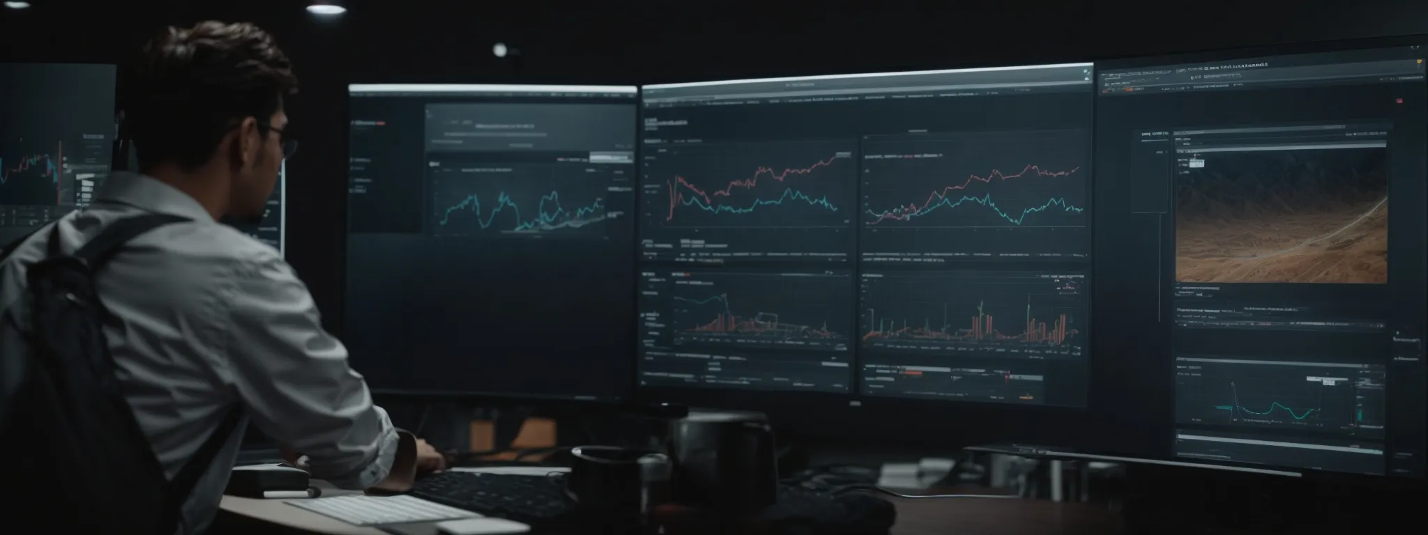 a professional team analyzes a website layout on a large screen, discussing optimization strategies for a better user experience.