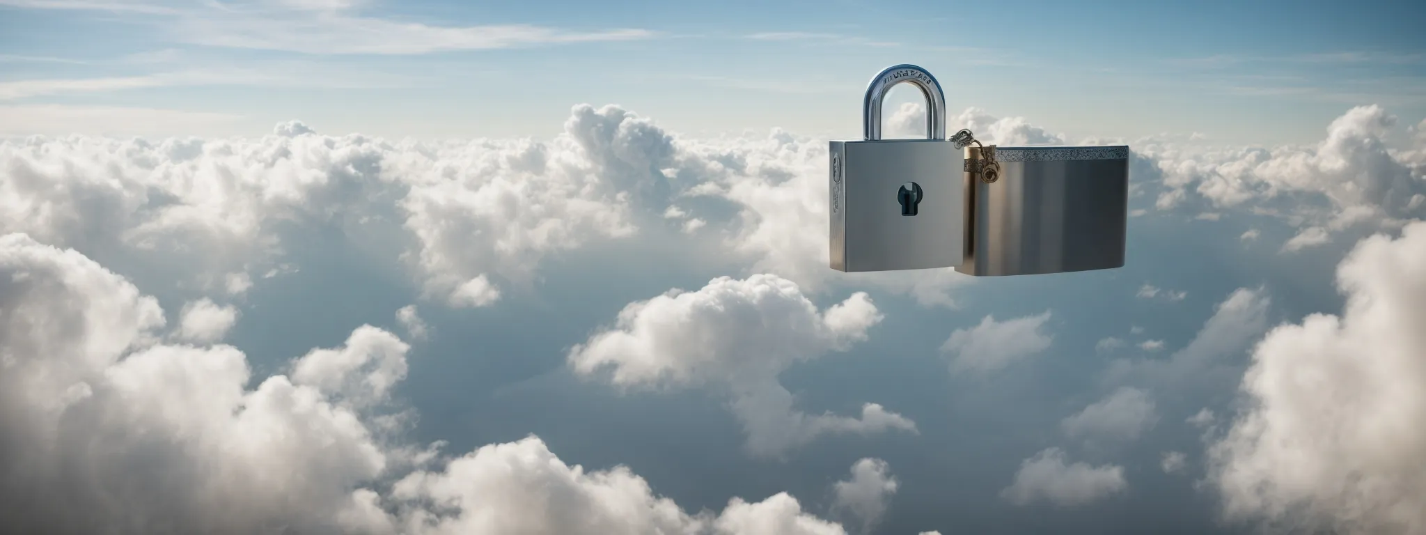 a secure padlock over a cloud symbolizes the enhanced website security promised by cloud hosting services.