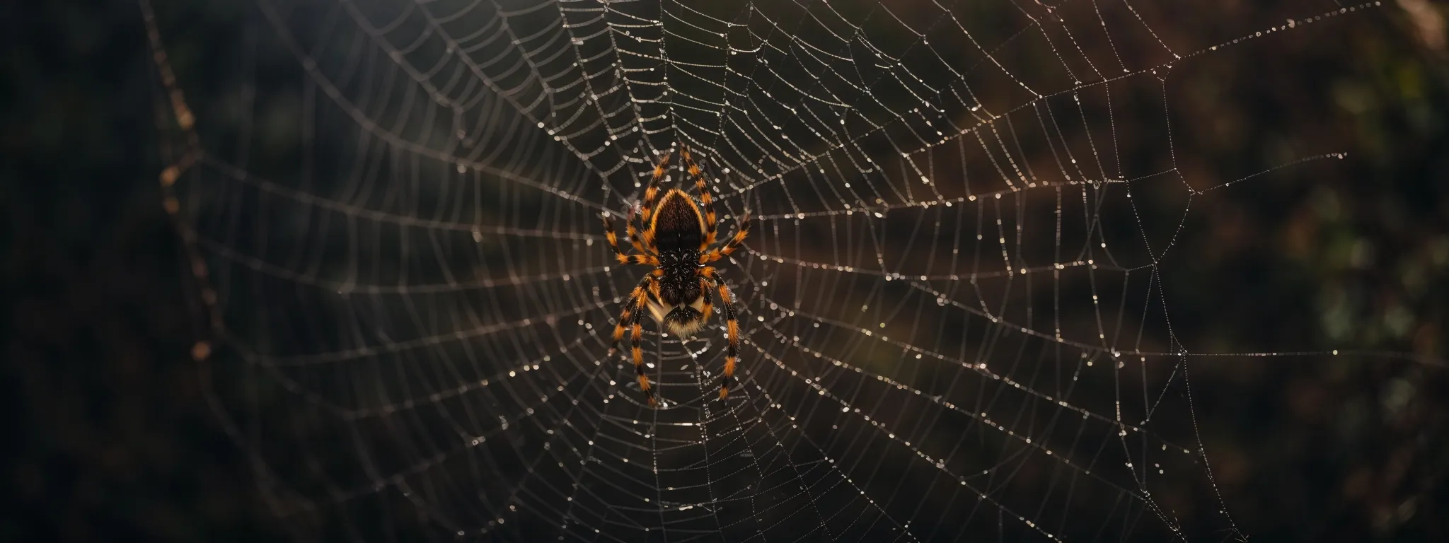 a spider weaving an intricate web, symbolizing the nuanced structure of internal seo linking strategies.