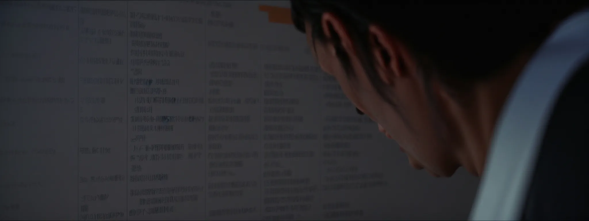 a webmaster attentively examines a computer screen displaying a website's sitemap and broken link error messages.