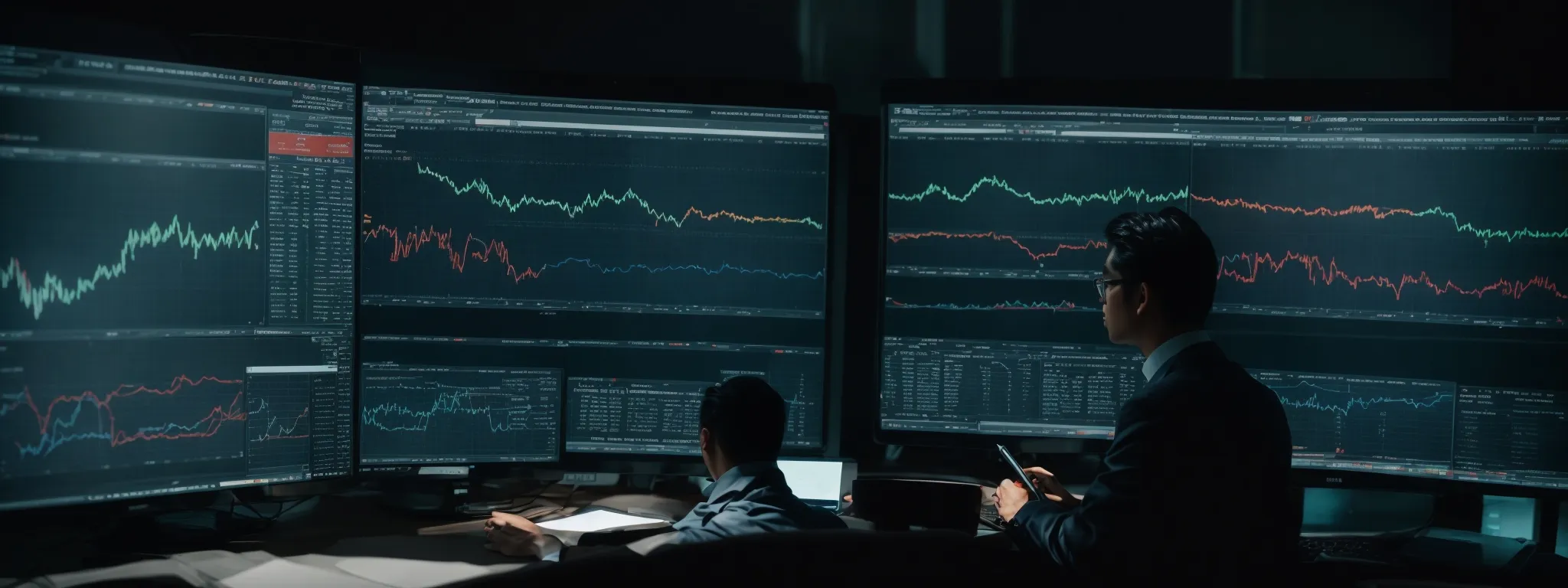 a professional is analyzing data on a computer screen displaying website analytics and performance metrics.