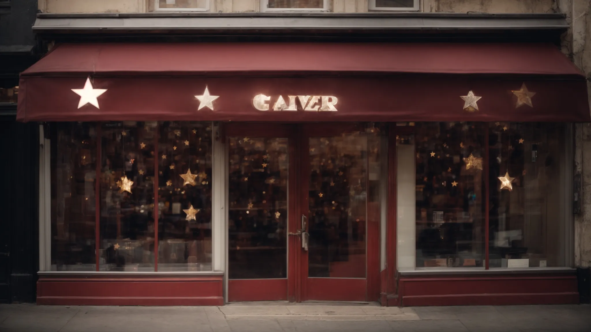 a storefront with a visible rating star display signifying customer satisfaction.