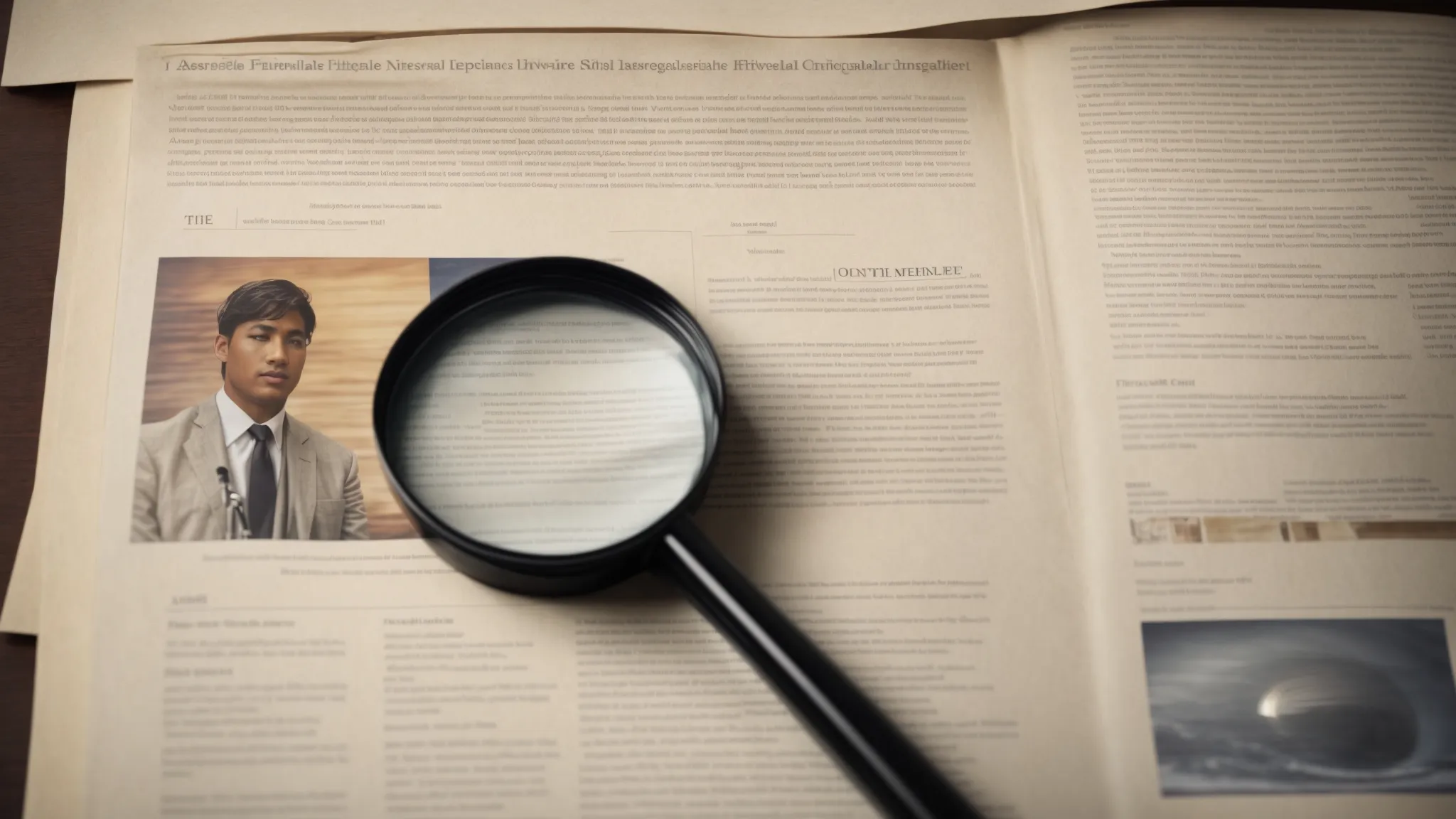 a magnifying glass over a webpage layout illustrating clear structure, titles, and descriptions.