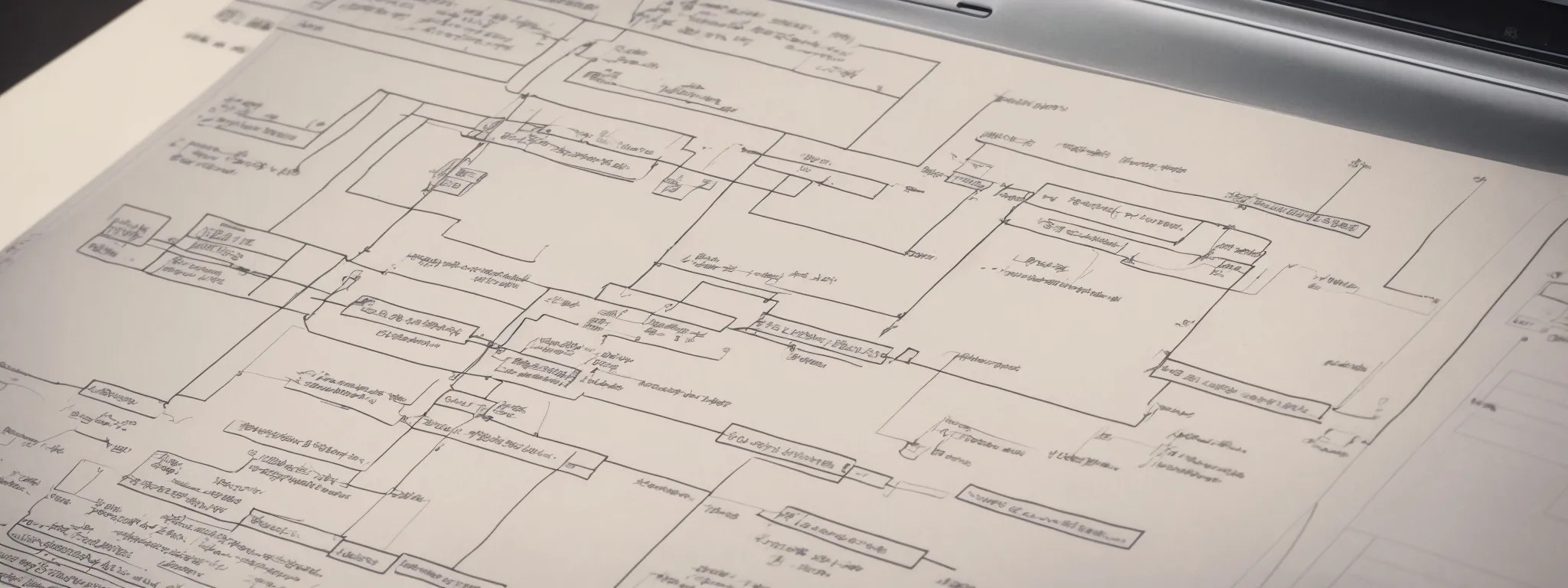 an open laptop displaying a complex flowchart, symbolizing meticulous website structure planning for improved seo and user experience.