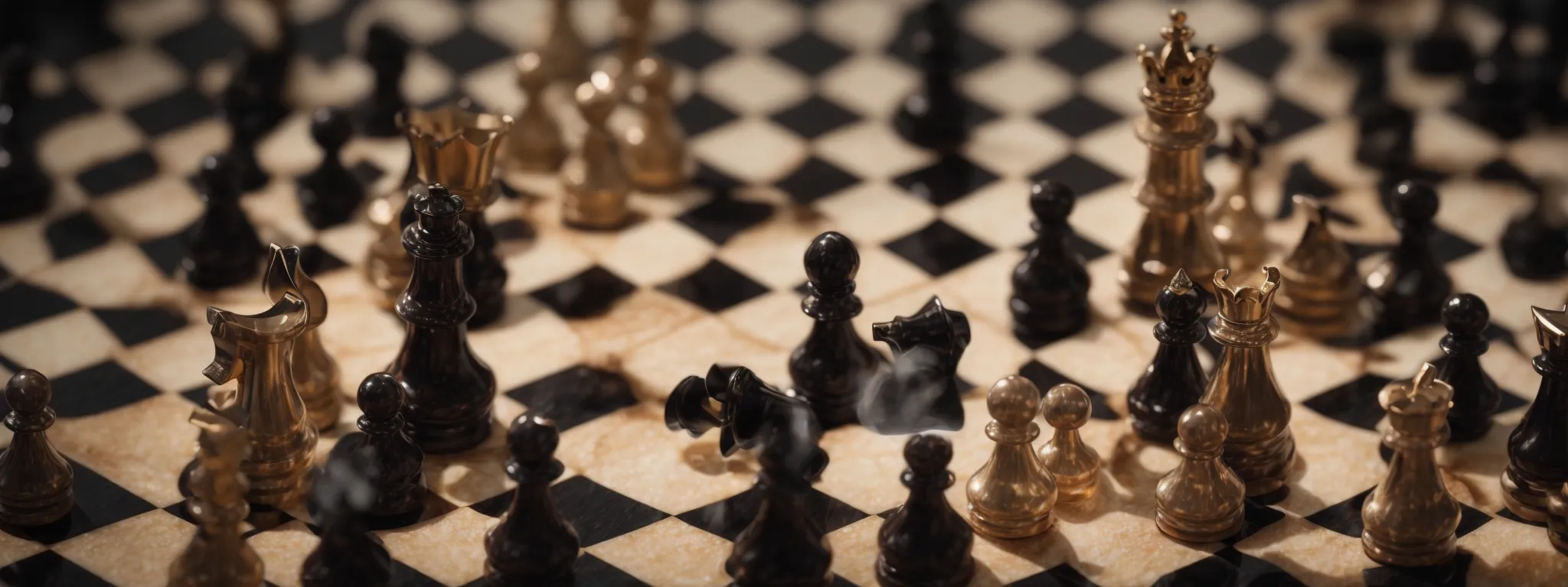 a chessboard with strategically placed pieces symbolizing meticulous seo tactics in niche markets.
