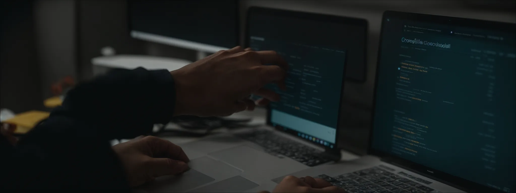 a person analyzing data on a computer screen showing a search engine results page.