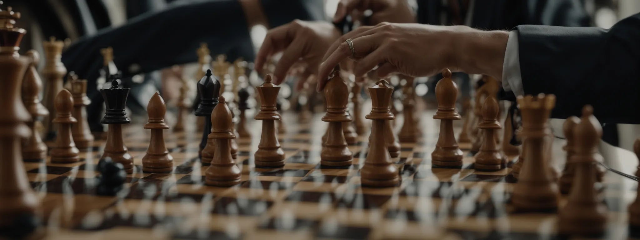 a chess game in motion, symbolizing strategic planning and competitive positioning.