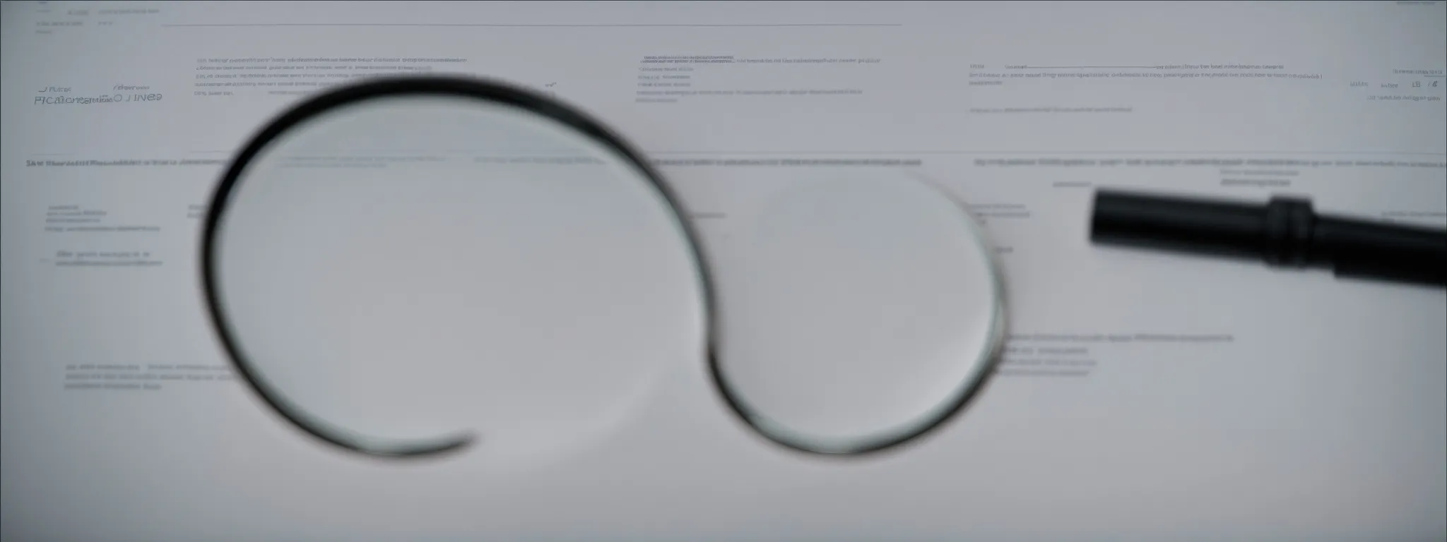a magnifying glass over a web page revealing broken links and missing keywords.