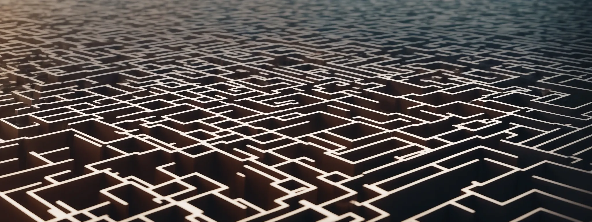 a digital maze with seamless pathways representing the fluid redirection of web traffic.