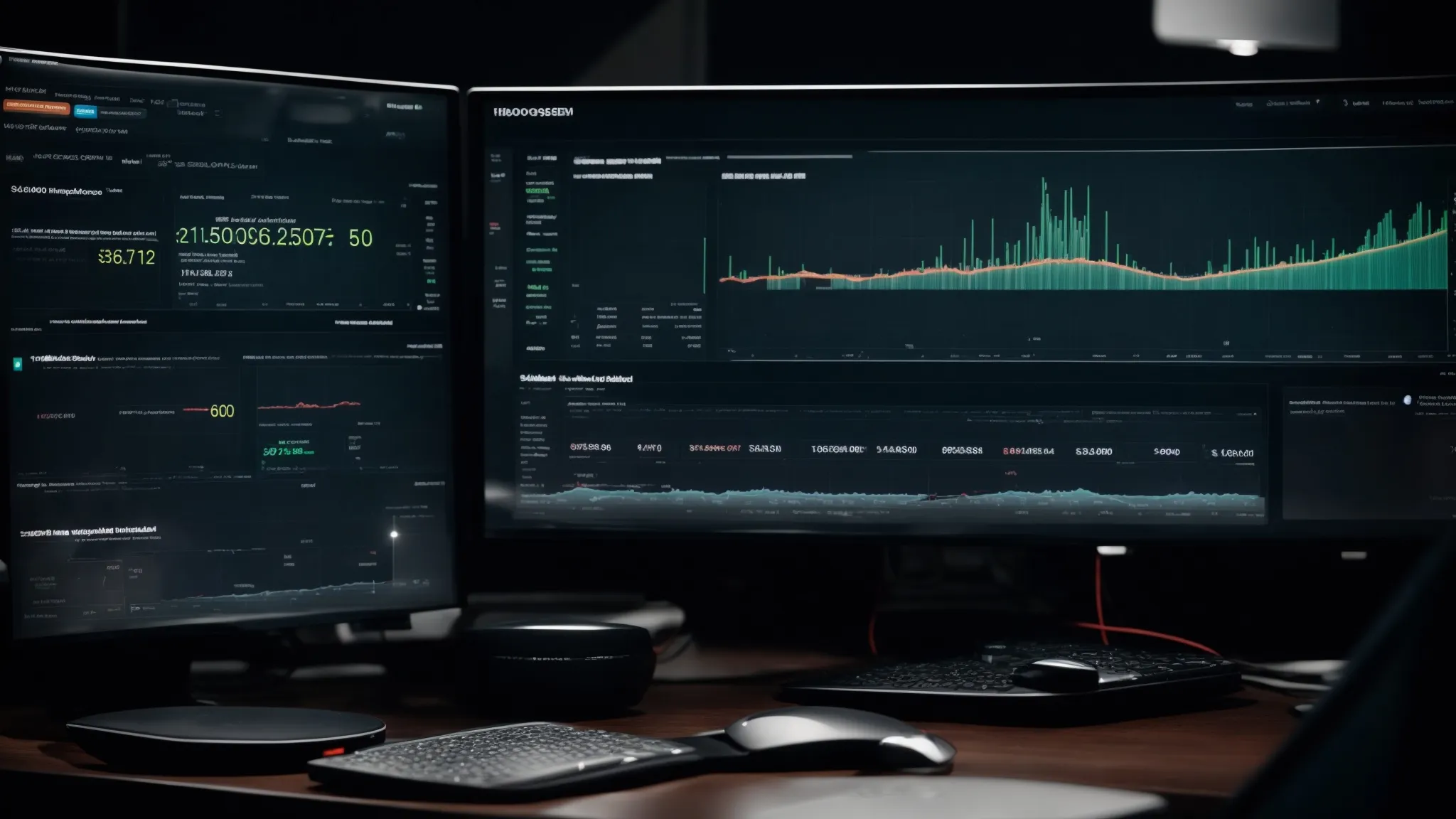 a computer screen with analytics dashboards indicating search engine performance trends.