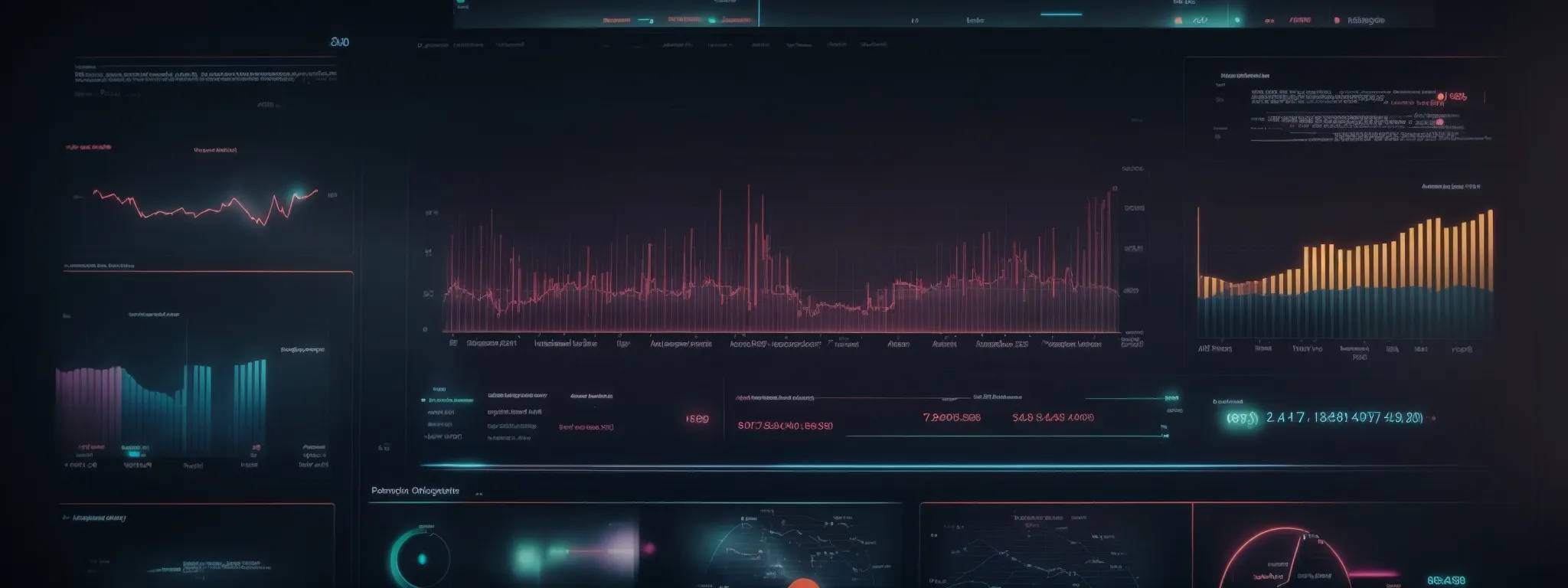 a futuristic ai interface displaying analytics and graphs, symbolizing the integration of artificial intelligence within digital marketing strategies.