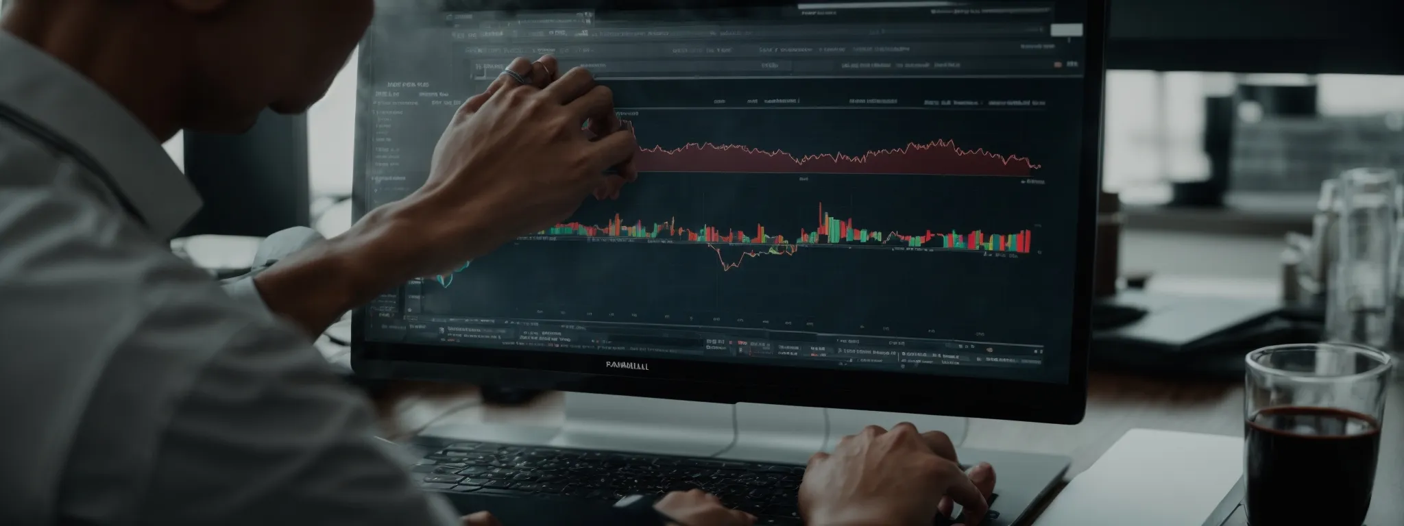 a marketer analyzes data charts on a computer screen, reflecting the boost in website traffic due to effective video seo strategies.