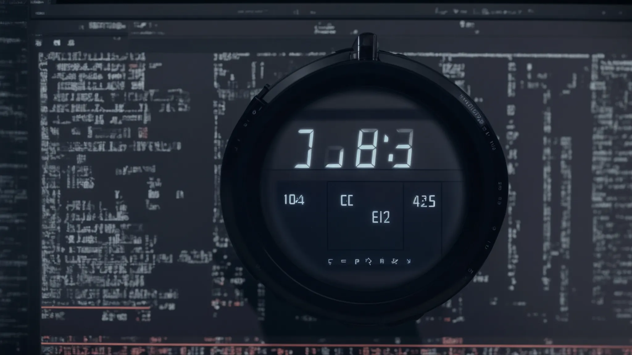 a computer screen displays a stopwatch symbol amidst a code editor, symbolizing website speed optimization.
