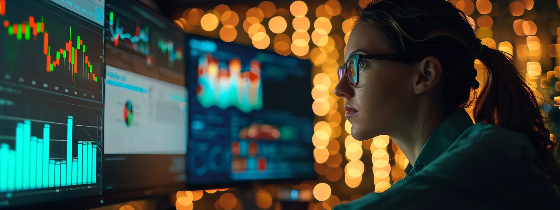 a person analyzing a computer screen displaying various seo performance metrics with a focused and determined expression.